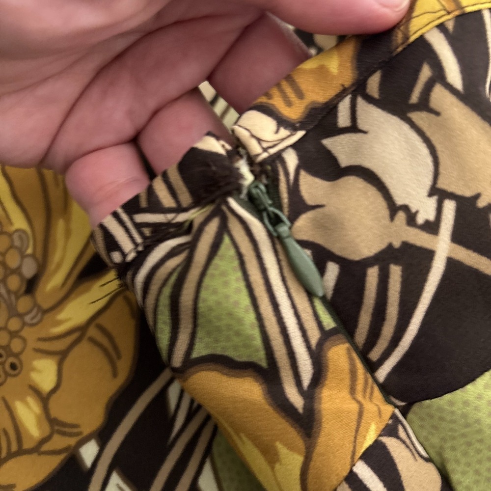 Vintage Loft Skirt 8 Yellow Green Brown A Line Poppy Floral Retro 70s y2k Flowy - Picture 6 of 10